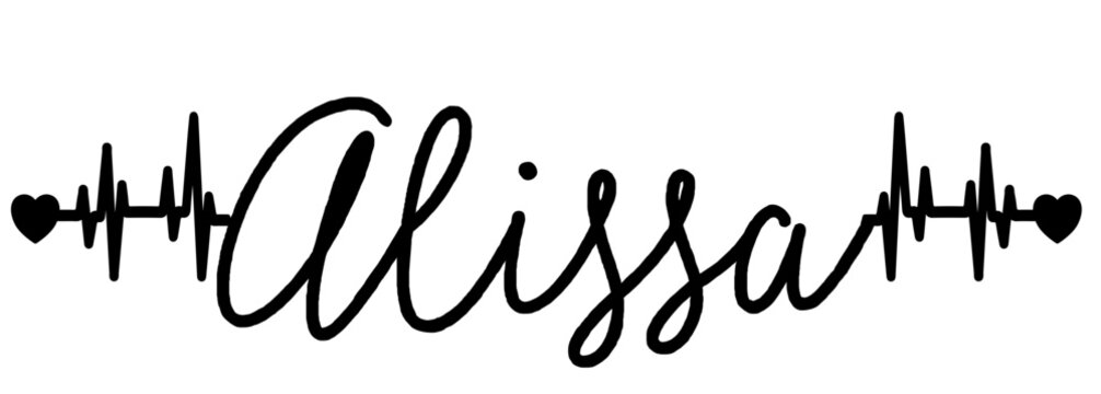 Alissa - black color - name written - heartbeat, electrocardiogram, love - for websites,, presentations, greetings, banners, cards,, t-shirt, sweatshirt, prints, cricut, silhouette, sublimation	