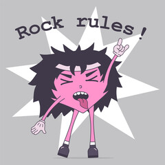 The character is a pink heart in the rocker style