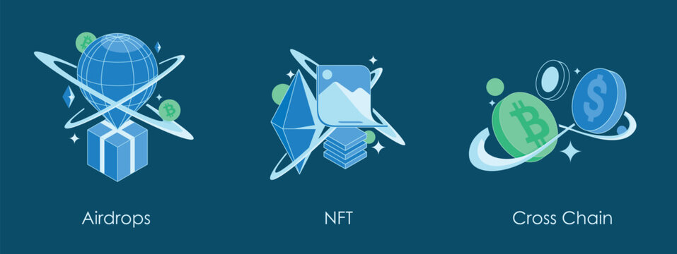 Web3 Essentral Icon Set Aridrop NFT Crosschain Blockchain