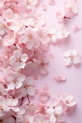 Light pink cherry blossom flowers on a light pink background