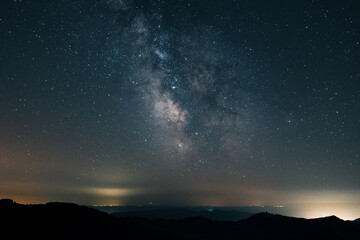 A view of the milky way galaxy in the night sky