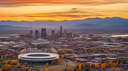 A beautiful aerial view of the city of Denver, Colorado, USA