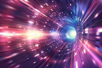 Obraz premium Futuristic Light Speed Tunnel, Science Fiction Concept