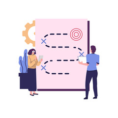 plan to overcome difficulty or obstacle to reach goal or target, Strategic planning flat illustration