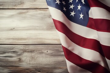 American flag on a wooden background - obrazy, fototapety, plakaty