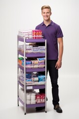 Young man with a supermarket trolley