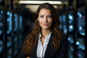 Fototapeta premium Created with generative AI picture of confident office worker IT specialist system administrator manager