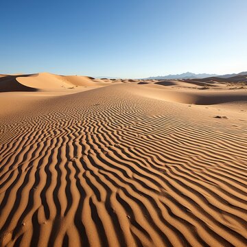 A vast expanse of sand dunes in the Sahara desert of Africa
