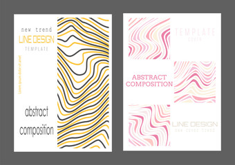 Background of wavy lines. Abstract template for the cover, interior, banners, posters, flyers. The idea of product packaging, print and design creativity