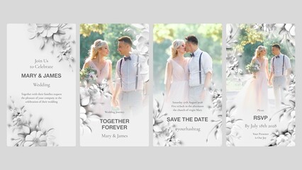 Wedding Invitation Video Template with Minimalist Flowers
