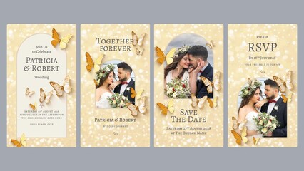 Yellow Wedding Invite Invitation Video Template with Butterflies