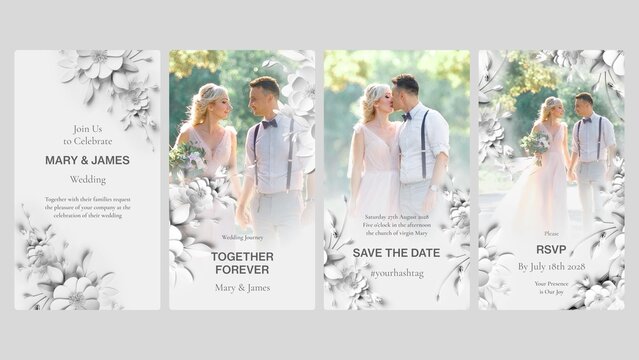Wedding Invitation Video Template with Minimalist Flowers
