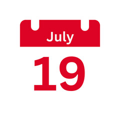 July 19 Calendar Day or Calendar Date for Deadlines / Appointment On a clear transparent background