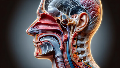 nasal breathing system, 3d visualization for medical and study - obrazy, fototapety, plakaty