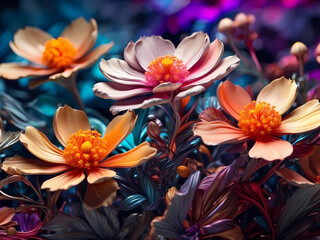 Beautiful elegant delicate 3d flowers background