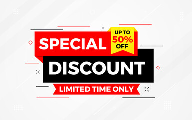 Special Discount offer banner.sale banner vector template. Discount label and sale background, Special Discount marketing poster design for web and Social. Vector Illustration.