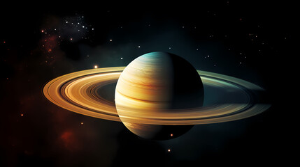 Fototapeta premium Illuminated hemisphere of distant planet, Saturn background