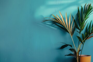 Abstract Minimal Stock Photo: Featuring a Plant for a Modern Background - Perfect for Creative Agencies, Graphic Design Portfolios, and Spring Season Promotions - obrazy, fototapety, plakaty