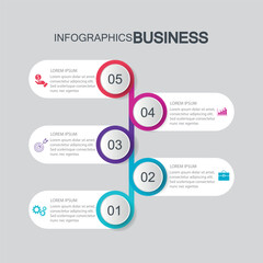 Business Infographic with five Strategic Steps