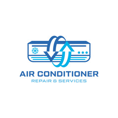 Set of heating and cooling logos for repair and services Air Conditioner, Design Vector.
