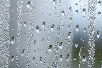 drops of water on the window glass, morning dew 7