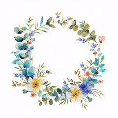 blossoming hues: a watercolor wreath's delicate dance of nature's harmony and artistry