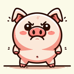 vector style angry pig illustration