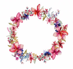 blossoming hues: a watercolor wreath's delicate dance of nature's harmony and artistry