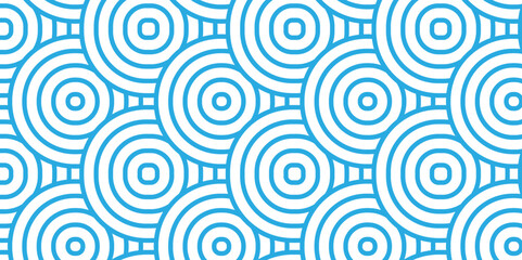 Seamless wave pattern with circles fabric curl transparent vector element backdrop. Seamless overlapping  pattern with waves pattern with waves and blue geometric retro background.