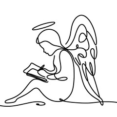 Angel in line drawing style