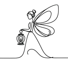 Fairy in line drawing style