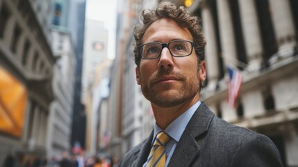 Obraz premium A broker navigates the unpredictable stock market with confidence