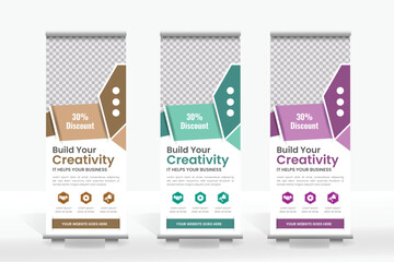Vector roll up/stand banner design in multiple color combination.