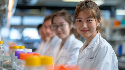 Fototapeta premium A team of researchers investigating the potential of stem cells for tissue regeneration