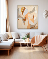 Sala moderna con cuadro minimalista colorido