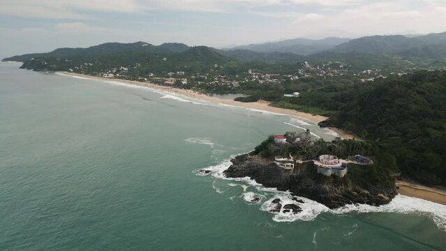 San Pancho Beach Town Aerial Drone Mexican Town Nayarit Pacific Coast of Mexico