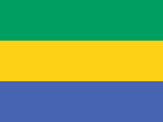 Close-up of green, yellow and blue national flag of African country of Gabon. Illustration made February 18th, 2024, Zurich, Switzerland.
