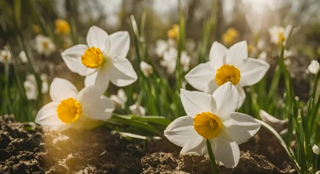 spring white daffodils, generative Ai