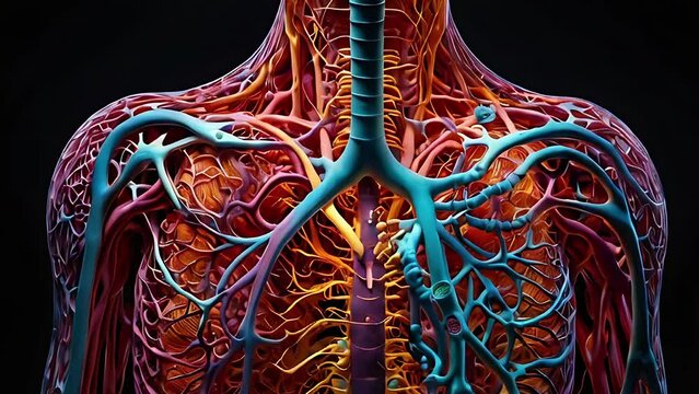 human respiratory system, 3d visualization for medical and study