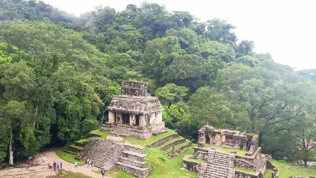 Maya ruins in palenque mexico old ancient historical site 
