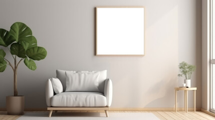 Naklejka na ściany i meble Modern living room interior with comfy sofa and stylish decor