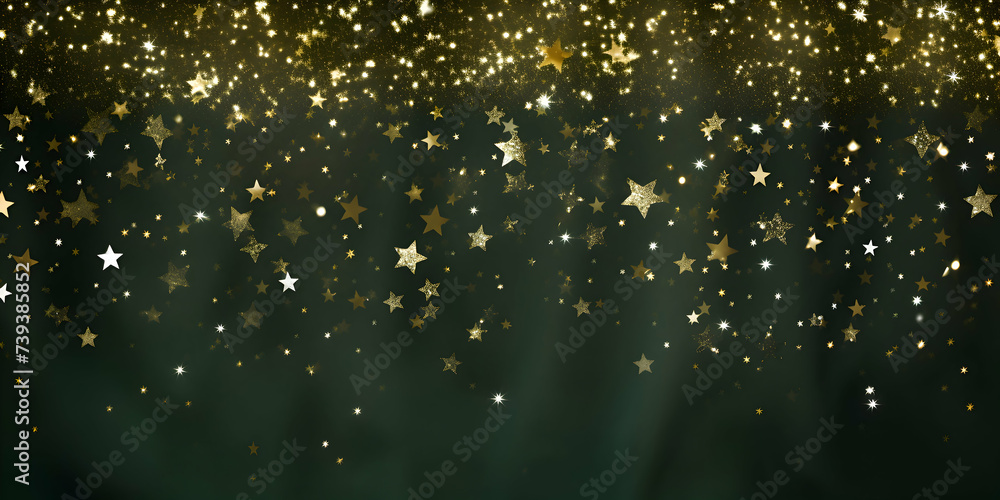 Poster light abstract glowing bokeh light. shining star, sun particles and sparks with lens flare effect on