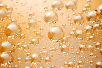 Fototapeta na wymiar Close up high detailed Gold water drops on yellow background