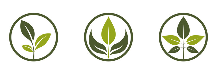 natural icons. green sprout in a circle. bio, organic and eco friendly symbols. isolated vector images