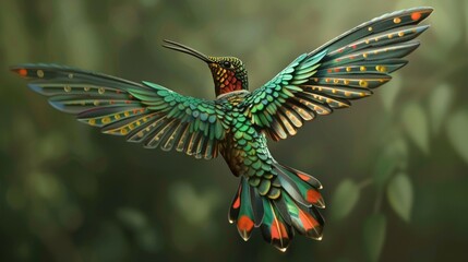 Hummingbird with wings reminiscent of a hummingbirds able to hover in place