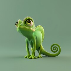 Fototapeta premium 3D illustration of a cute chameleon 