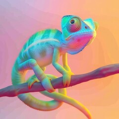 3D illustration of a cute chameleon
