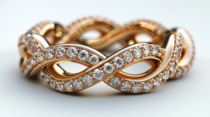Close Up of Gold Ring With Diamonds