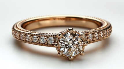 Elegant Gold Engagement Ring With Diamond Center