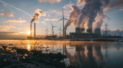 A failing energy company amidst a transition to renewable resources - obrazy, fototapety, plakaty